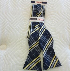 Men's  IZOD Navy Blue & Yellow & White Bowtie Set